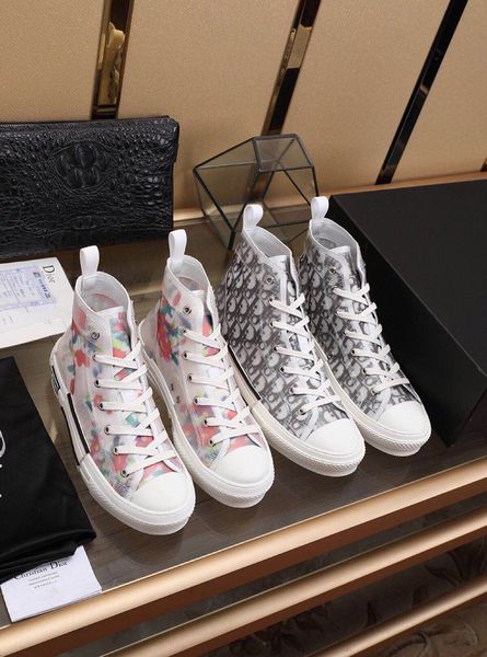 

With box dio 13 r letter flower high low me h neaker men and women flat port ca ual hoe couple walking hoe luxury tenni