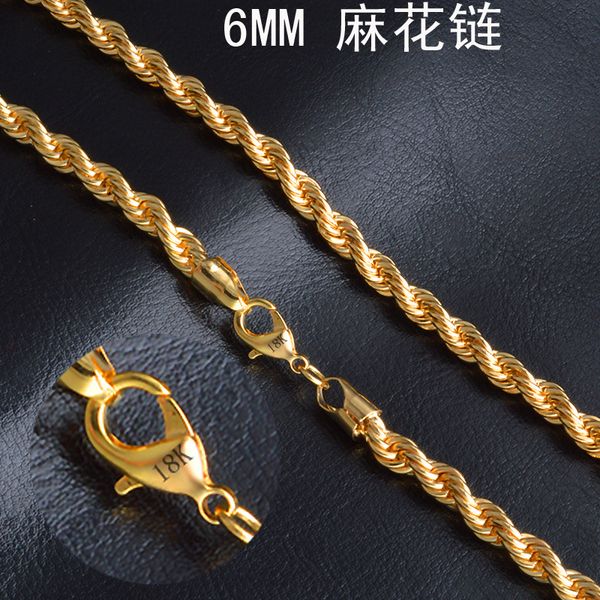 

18 k stamp gold filled twist chain necklace for men/women gold rope chain africa jewelry arab ethiopia long boyfriend gift, Silver