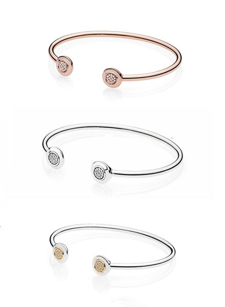 

rose gold and silver color two round shape buckle pan bracelets for women diy charms bangles jewelry, Golden;silver