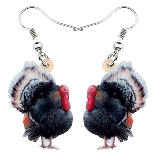 

acrylic christmas turkey cock hen chicken earrins drop dangle farm jewelry for women teen girls charm party gift, Silver