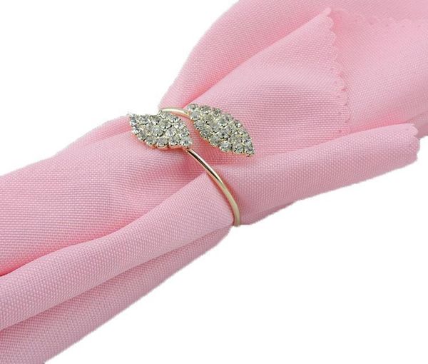 

popular new bling crystal rhinestone leaf napkin rings metal wedding napkin ring holder for l wedding banquet table decoration