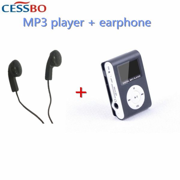 

tf card clip usb mp3 player with screen + earphone mini classic music player support 32g sd card sport mp3 fashion