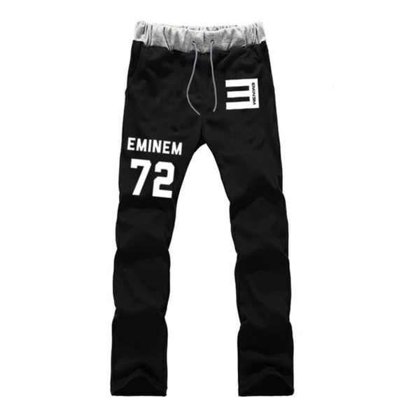

men loose sweatpants eminem print funny long pants autumn fashion fitness em joggers workout trousers boys casual, Black