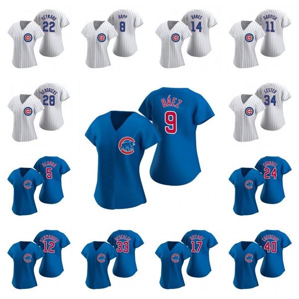 

womens javier baez 2020 season jersey kyle schwarber bryant rizzo willson contreras david bote daniel descalso robel garcia albert almora jr, Blue;black