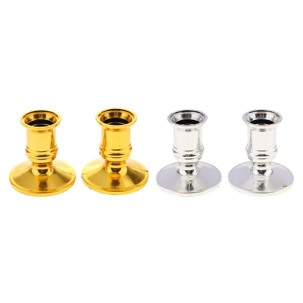 

4x plastic gold plated candle base holder pillar candlestick stand for electronic candles tapers christmas party home decor gold silver