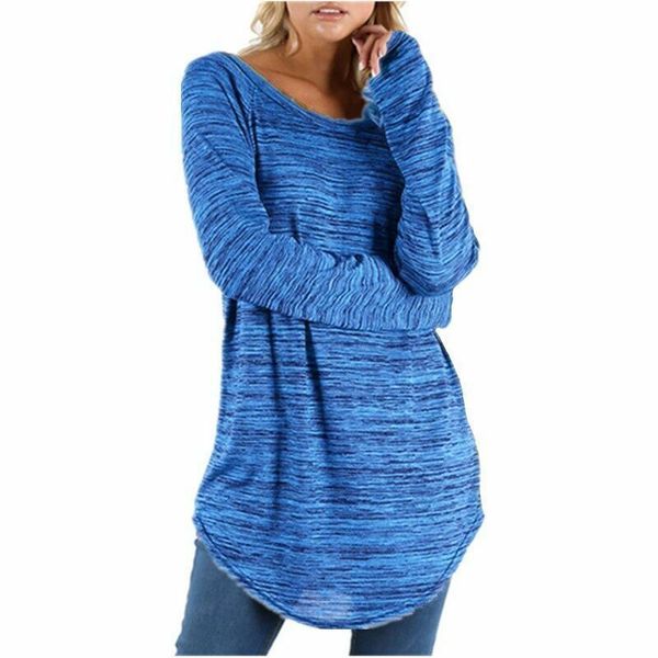 

2019 new ladies blouse shirts summer long sleeves casual round neck womens, White