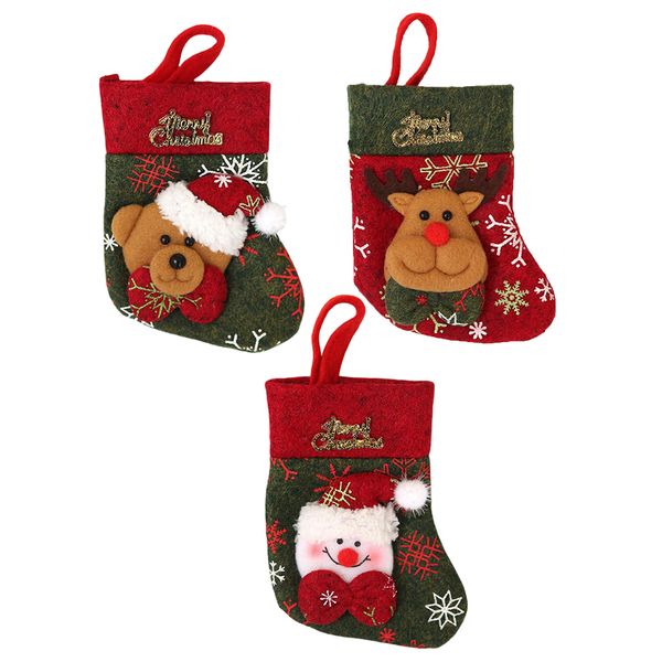 

3 set non-woven cloth christmas stockings xmas decor supplies gift bag