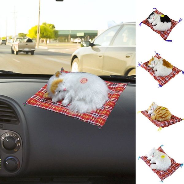 

car ornaments cute simulation sleeping cats decoration automobiles lovely plush kittens doll toy children gifts accessories