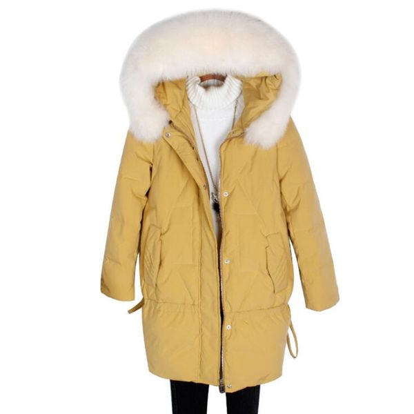 

подозрьма женщина 2019 новый рыбий дом белый утка вниз настоящий меховой воротник плащ куртка пальто самки, Black