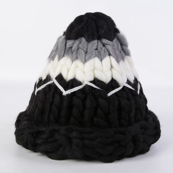

fashion women hat knitted beanies cap brand new thick female patchwork hat color matching pointed wool winter outdoor warm, Blue;gray