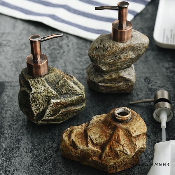 

творческий керамический старинный камень бутылка шампуня дозатор мыла насос для мытья тела дозатор мыла бутылка лосьона аксессуары для ванно
