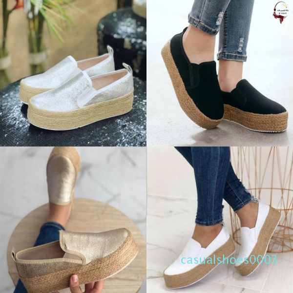 

new spring women flats shoes platform sneakers slip on flats ladies canvas shoes casual zapatos de mujer ladies c03, Black