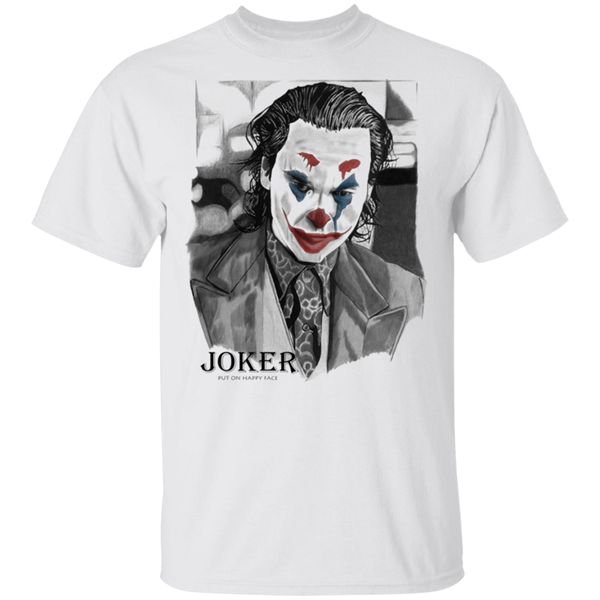 

men's joker joaquin phoenix 2019 put on happy face white t-shirt m-xxxl style tee shirt, White;black