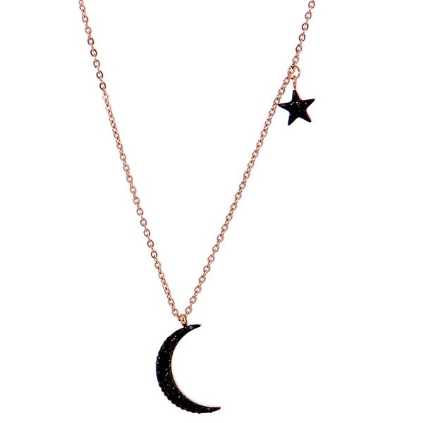 

no fading stainless titanium steel star moon fashion choker chain rose gold pendant necklaces women wedding gift, Golden;silver