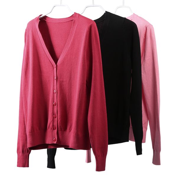 

18 styles fashion solid slim cardigans outwear women knitted cardigan sweater pull femme korean female long sleeve jacket coat, White;black