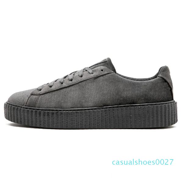 

discounts pm rihanna fenty creeper 2019 classic platform casual shoes velvet cracked leather suede men women fashion designer sneakers c27, Black