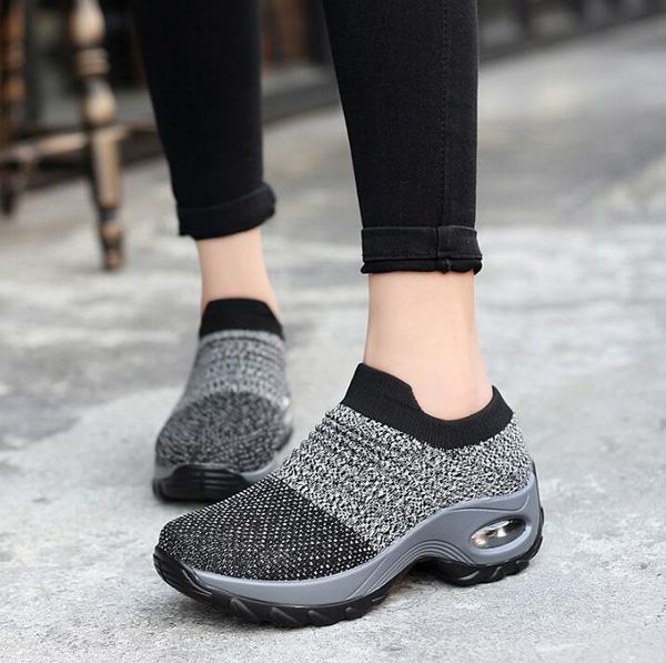 

с коробкой мода весна лето квартиры женская обувь дышащая сетка обувь случайные открытый удобную обувь женщин zapatos mujer, Black