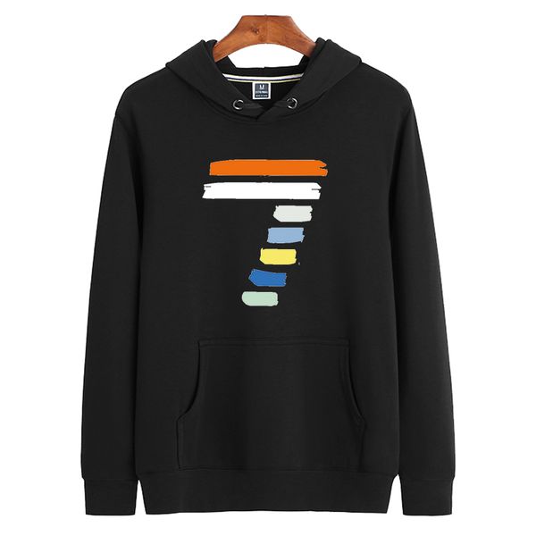 

korean popular logo casual street combed cotton hooded elastic cotton printed mq917 sweater, Black