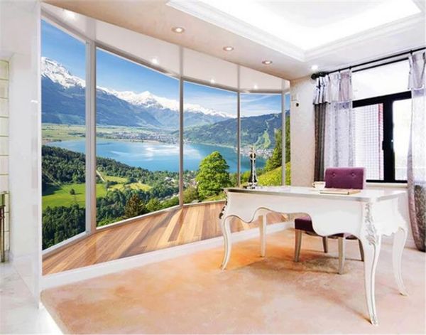 

custom mural 3d wall paper most beautiful european balcony forest grass landscape 3d wallpaper decoration advanced print wallpaper