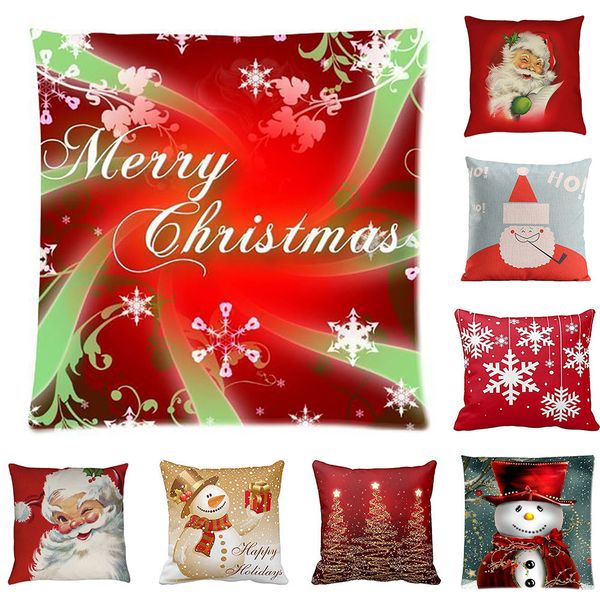 

#s pillowcases merry christmas linen santa pillow case sofa cushion cover home decoration kussenhoes housse de coussin cojines
