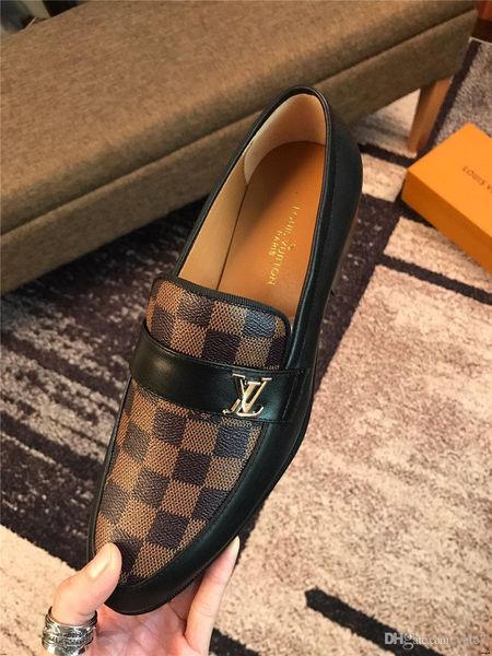 

20fw новый бизнес мужчины платье обувь указал вышивка роскошные повседневные свадебные туфли большой размер дышащий нескользящей моды горох, Black