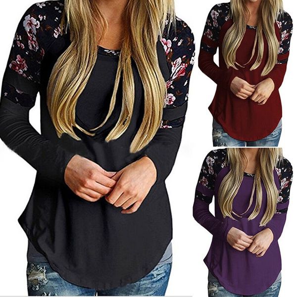 

fashion women's printed ladies round neck pullover t-shirt women's long-sleeved t-shirts casual t-shirt, White
