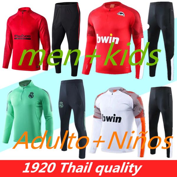 

men+kids valencia cf soccer training suit gaya real madrid 19 20 parejo survetement football tracksuit gameiro jogging chandal futbol, Black