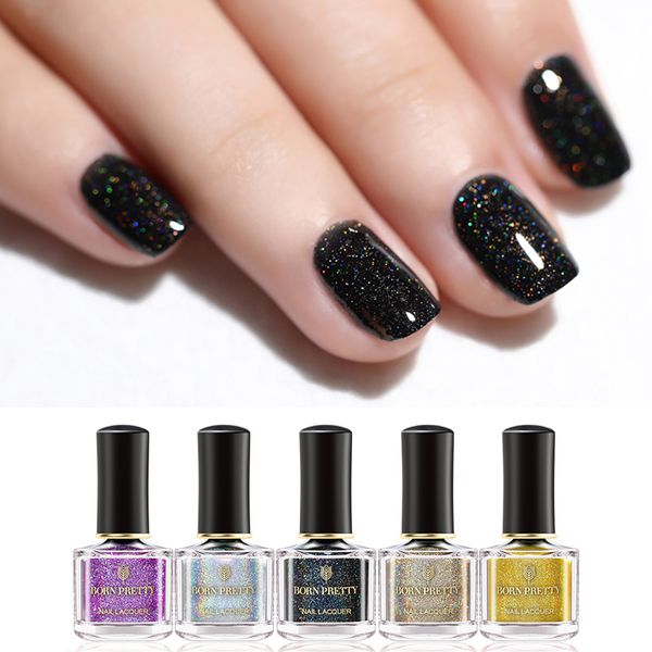 

born pretty holographic laser nail polish 6ml shining glitter varnish rainbow holo series manicure nail art lacquer polish