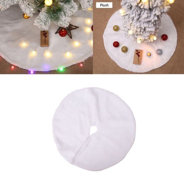 

white plush christmas tree skirt decor bottom floor mat cover merry xmas decor