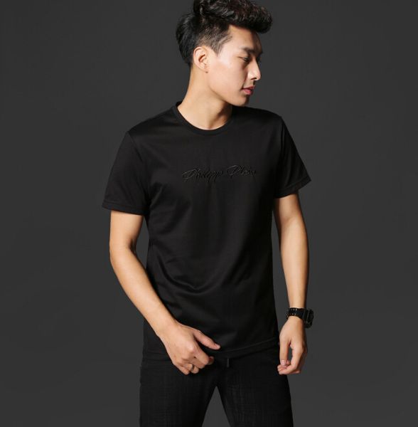 

черная футболка мужская молния мода топ повседневная футболка, White;black