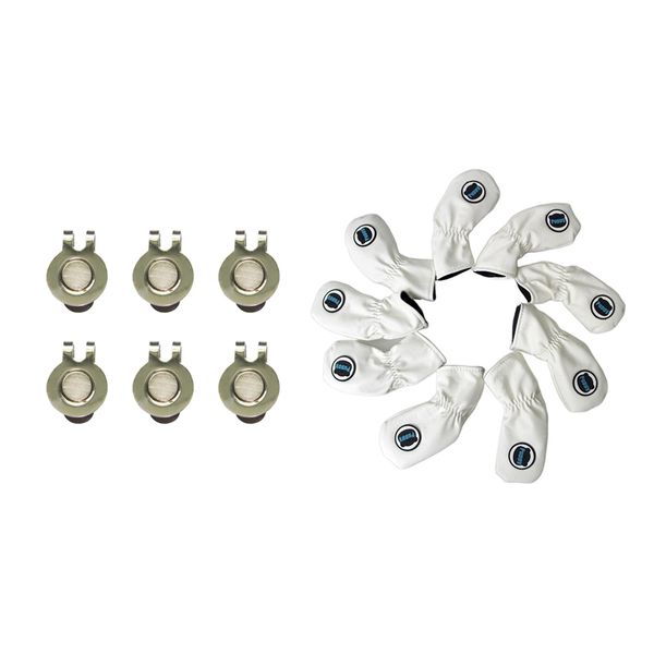 

4-aw 9pcs golf club head cover irons headcover & 6pcs hat clip