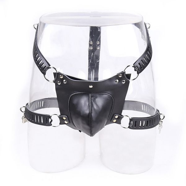 

underpants faux leather men's waist and thigh harness jock briefs thong underwear clubwear erotic fetish lingerie outfit, Black;white