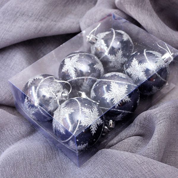 

6pcs/set christmas ball snowflake black grey x-mas tree hanging decor ornament pendants diy holiday party decorations kids gifts