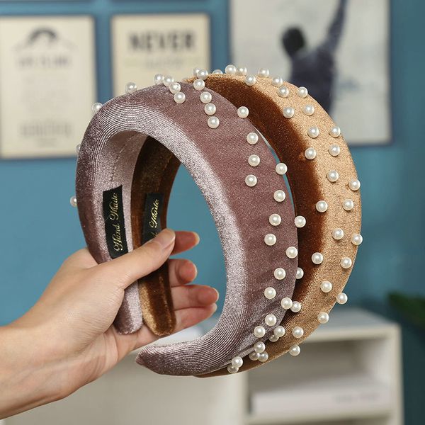 

satin pearl broad edge thick headband femmel vachetta tan alice band cerchietto aliceband baby hair bands beauty hairwear plkcy, Black;brown