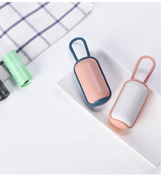 

2020 new portable pet litter distributor box plastic dog waste pick-up bag mini pet poop collector oval storage box