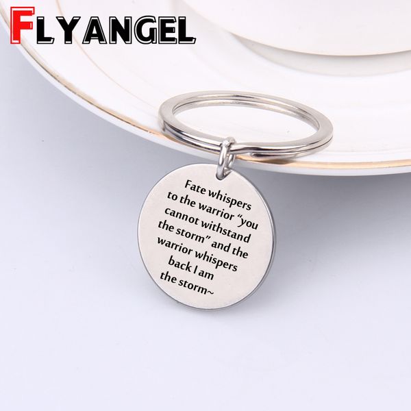 

engraved keyrings the warrior is the storm key holders inspire encouragement gift for friend graduates simple fashion bag charm, Silver