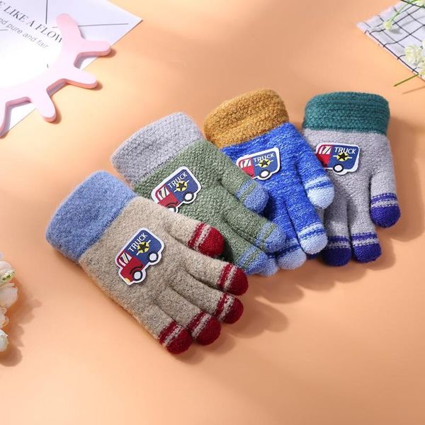 

1 pair toddler kids gloves winter warm comfort soft personality korean lovely easy to use windproof gloves hand cover, Blue;gray