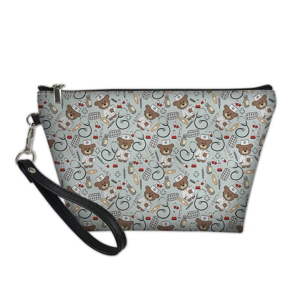 

haoyun fashion cosmetic bag functional cartoon animal prints pattern women travel leather make up necessaries pouch toiletry kit