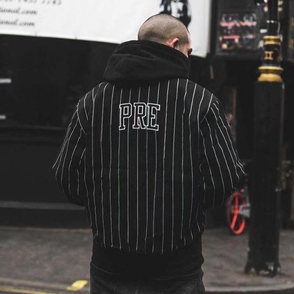 pinstripe varsity jacket