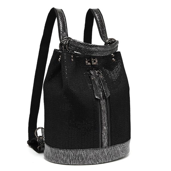 

women fashion sequins leather lapbackpack female personality lock anti theft bagpack travel mochila feminina back pack