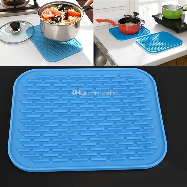 

29.5*23.5cm silicone dish drying mat square anti-skid pad kitchen cup pot bowl plate table mats heat resistant silicone wx-c59