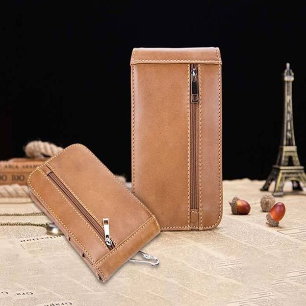 

new style fashion men waist packs genuine leather cowhide phone bags for male clutch card holder purse belt bag