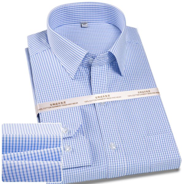 

blue plaid pure 100% cotton high-end brand quality comfortable fabric autumn long sleeve business men formal dress shirts, White;black