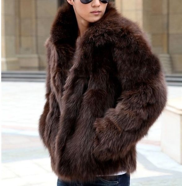 

new fashion male mens faux fur winter warm thicken coats outerwear overcoat slim fashion jackets plus xxxl y1880, Black;brown