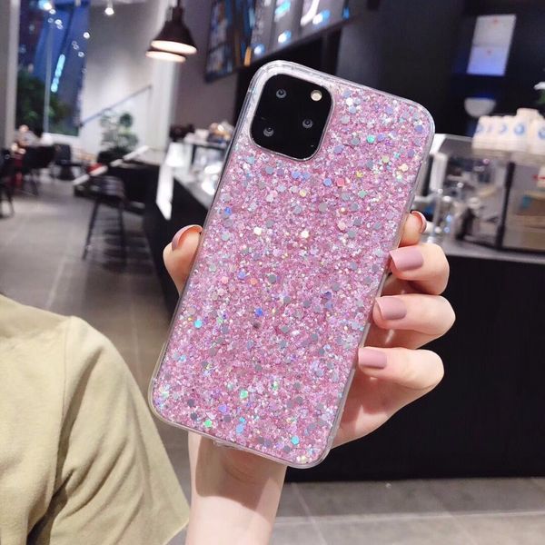 

bling shining powder sequins phone case for iphone 11 11pro max xs max xr x 6 6s 7 8 plus capa colorful glitter cover cases