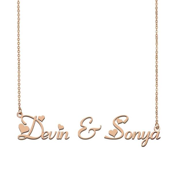 

devin-&-sonya name necklace , custom name necklace for women girls friends birthday wedding christmas mother days gift, Silver