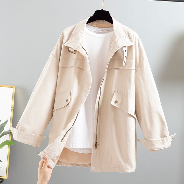 

spring autumn new korean fashion windbreaker black baseball jacket women big size loose long sleeve long outwear harajuku jacket, Black;brown