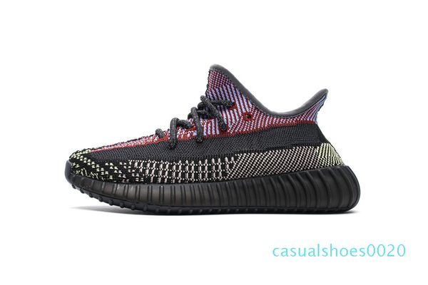 

2020 yecheil reflective yeezreel kanye west running triple black static cream white antlia synth men women run trainers sneakers 5-13 c20