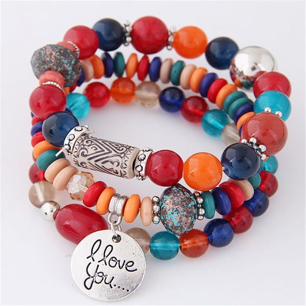 

xiacaier beads bracelets for women multilayer silver heart charm beaded chain bracelets bangles boho jewelry bohemia drop ship, Black