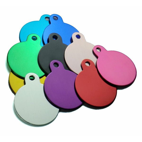 

100pcs round dog id tags personalized engraving pet id tags tag cat aluminum customized name address phone text tag